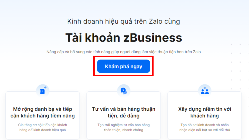 đăng ký zalo business