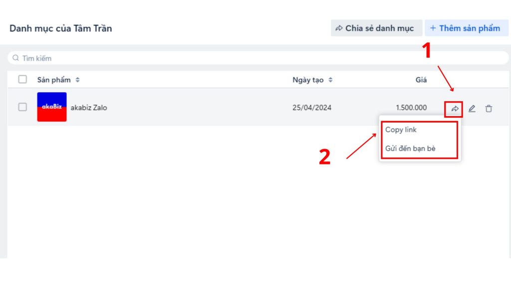 cách dùng danh mục sản phẩm