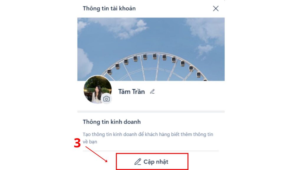 cách thêm thông tin hồ sơ kinh doanh tài khoản business zalo