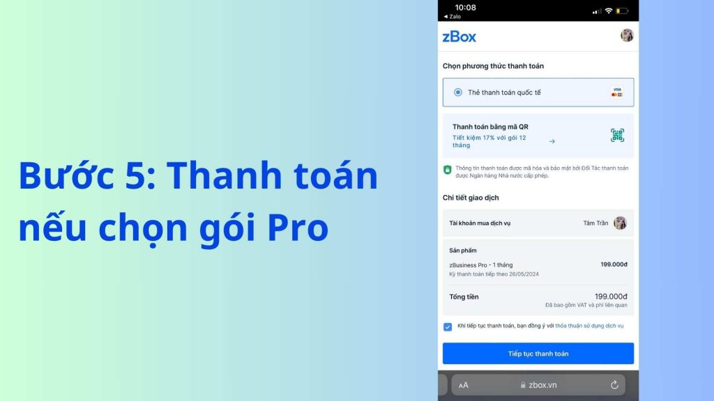thanh toán zalo business