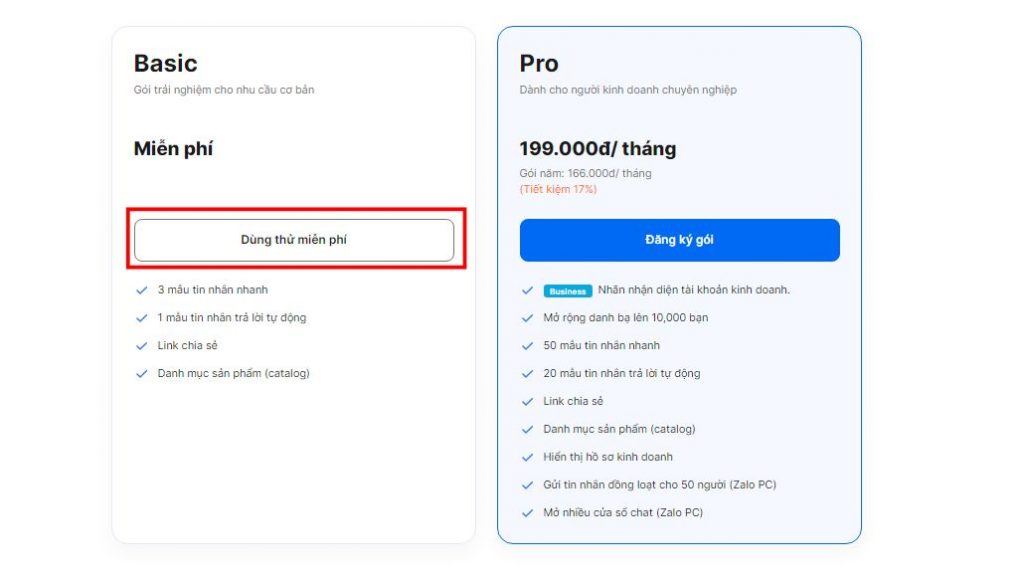 đăng ký gói basic