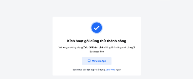 kích hoạt thành công